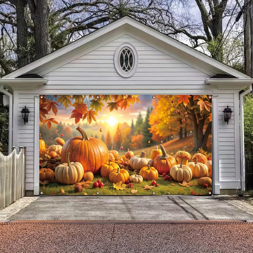 2D vlak 1 stuk herfstbos pompoen decoratie buiten festival decoratie achtergronddoek polyester