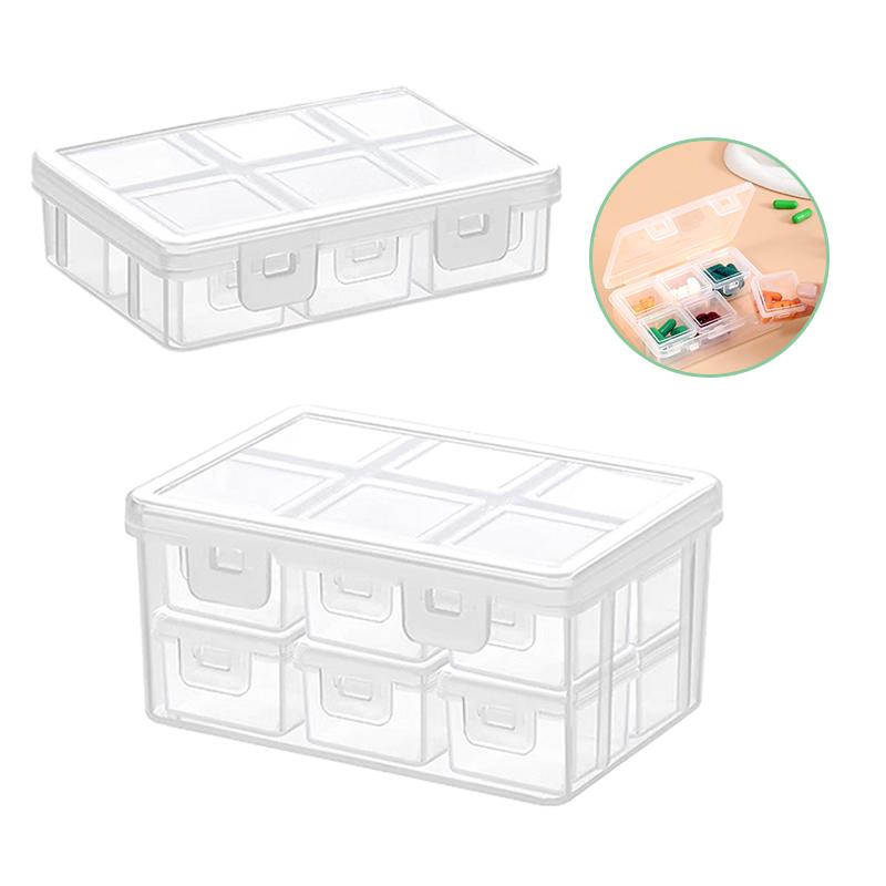 6/12Grids Small Compartment Medicine Storage Box, Sealed Large Capacity Pill Storage Box, Dust-proof Jewelry Storage Box