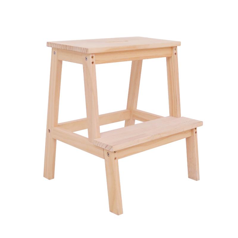 Solid Wood Multifunctional Step Stool Double-Layer High Step Ladder  Stable Flower Pot Storage Rack  Foldable Shoe Bench