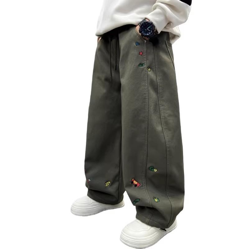 Boys’ Trousers – Spring/Autumn Style, Large Sizes: Spring Wide-Leg Cuffed Trousers – Boys’ Spring Casual Trousers – Trendy