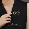 High-End Simple Geometric Retro Metal Inlaid Diamond Brooch Decorative Bag Accessory Alloy Badge Ornament