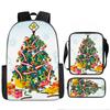 Christmas Backpack, 3D Digital Printed Backpack, Shoulder Bag, Pencil Case, Three-Piece Set