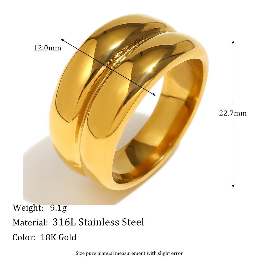 

MamacitaSlay Wholesale Classic Double Layer 18K Gold Plated Stainless Steel Rings For Women Daily Waterproof Women s Jewelry 6 золотой
