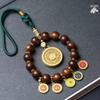 Fuson Red Soil Agarwood Car Pendant with God of Wealth & Peace Lock - Sinking Grade Beads Jewelry