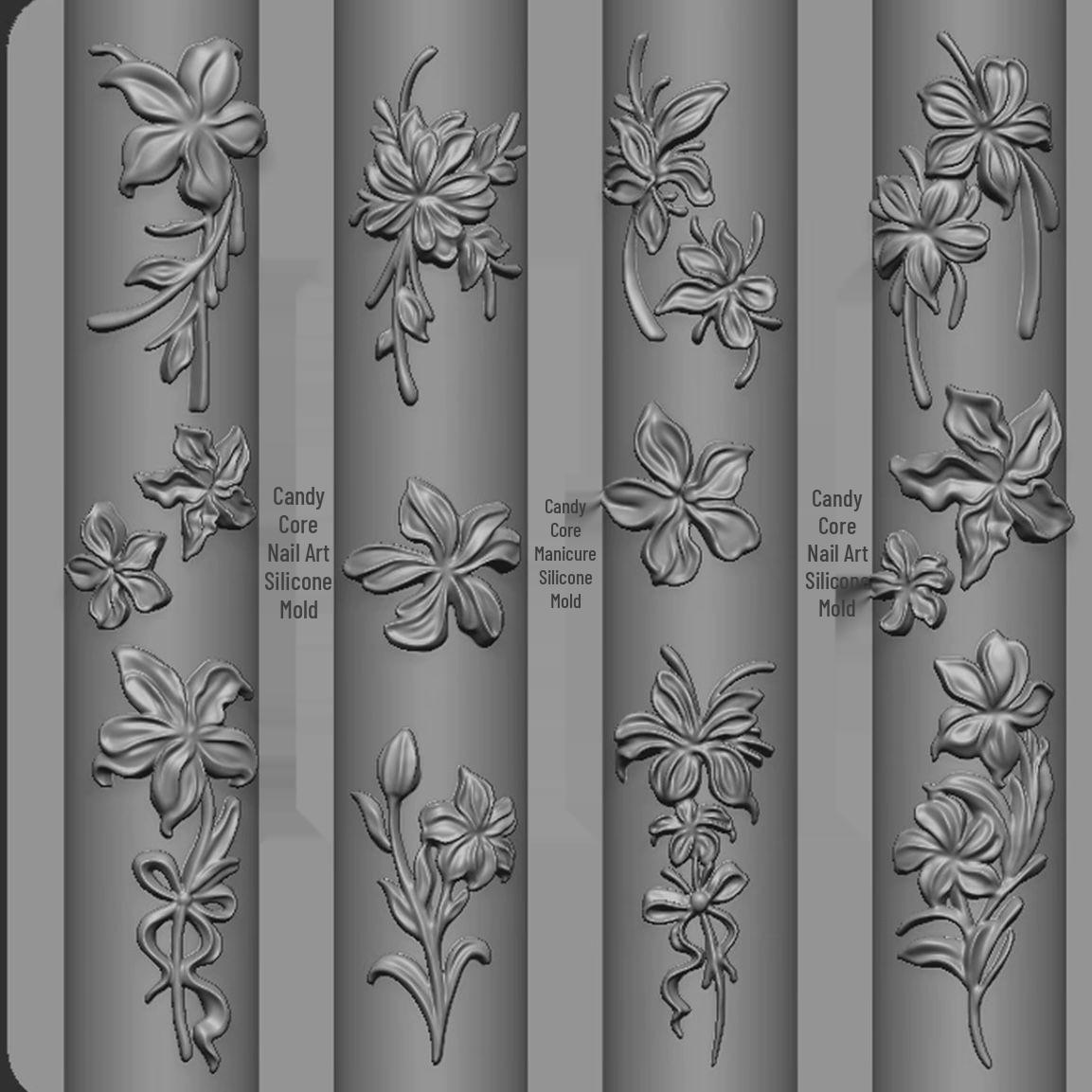 3D Floral Silicone Nail Art Mold - High Transparency, Embossed & Carved for French Manicure