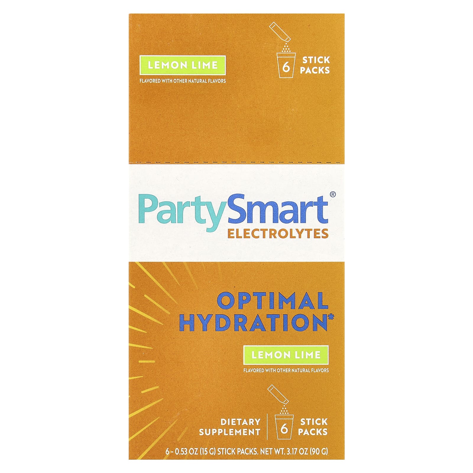 

Himalaya, PartySmart® Electrolytes, лимонний лайм, 6 пакетів стіків, 0,53 унції (15 г) Кожен