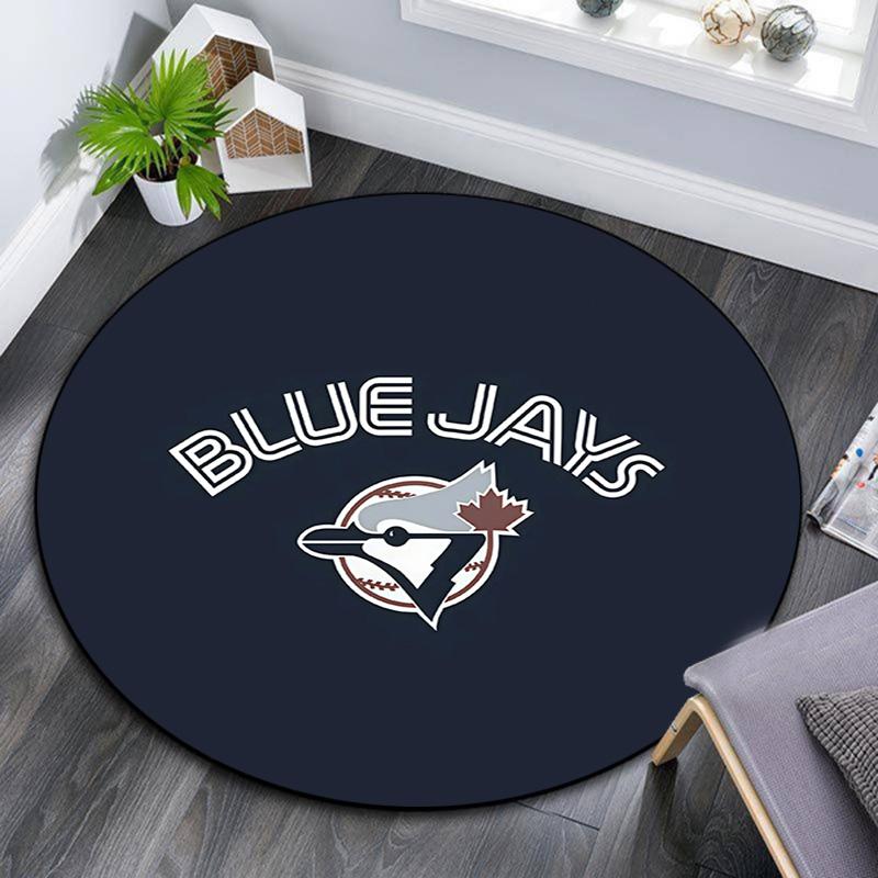 Toronto Blue Jays Round Area Rug,Carpet Rug for Living Room Bedroom Sofa Playroom Decor,Non-slip Floor Mat