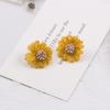 925 Autumn And Winter Colored Plush Woven Flower Earrings, Small Temperament And Fresh Mori Braided Daisy Stud Earrings