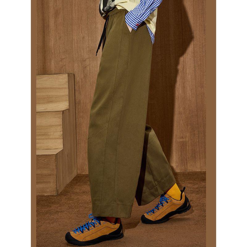 Coolhut Pure Cotton Army Green Wide-Leg 2025 Autumn New Women's Versatile Loose Straight Casual Pants
