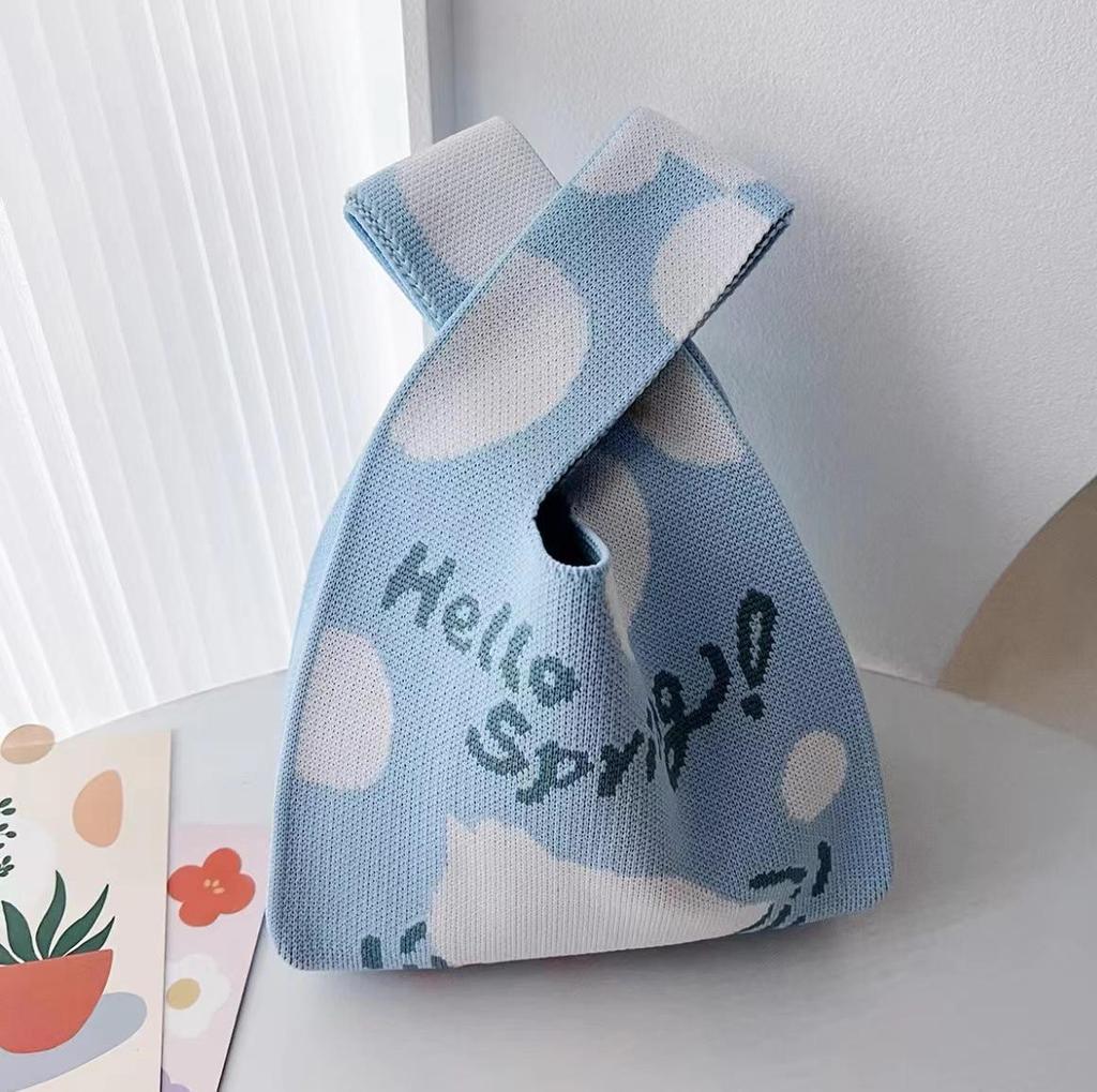 Versatile Sweet Potato Small Knitted Wrist Tote Bag