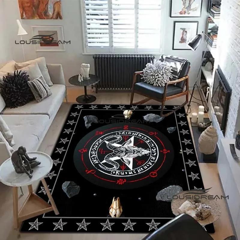 Devil Satan Lucifer Sacrifice Carpet and Rug Goat Baphont Rug Living Room Bedroom Area Carpet Study Porch Bedside Non-slip Mat