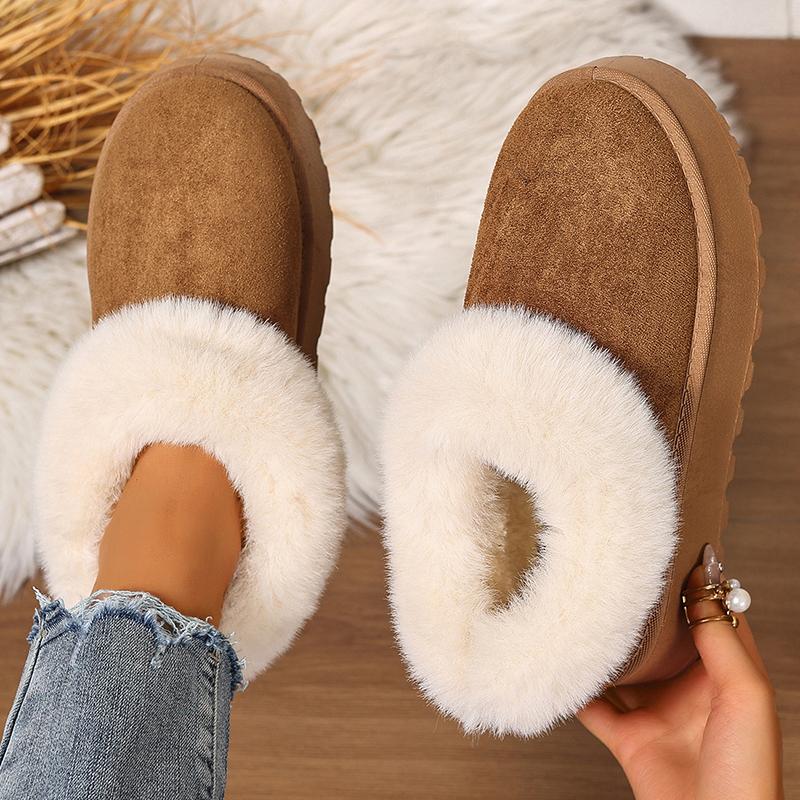 Fashion Fluffy Furry Platform Snow Boots Woman 2025 Thicken Plush Warm Winter Ankle Boots for Women Non Slip Thick Sole Cotton Shoes