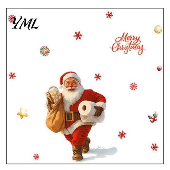 Decorative Christmas Bathroom Supplies Funny Santa Toilet Seat Decal, Waterproof PVC Lid Decoration Stickers Claus for Holiday Home Decor, Removable