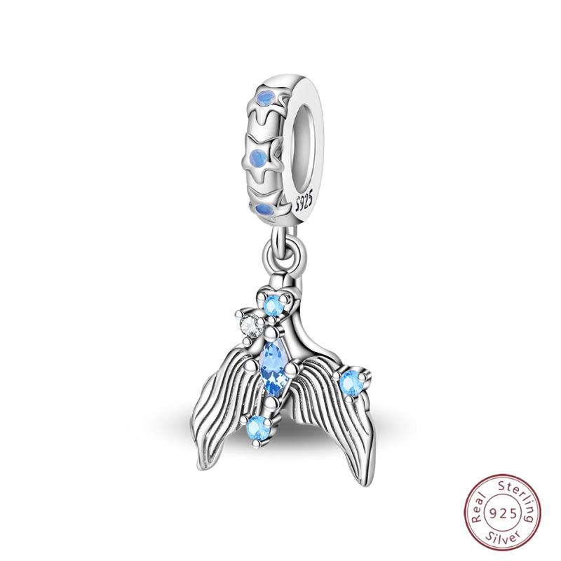 New Original Copper Beaded Bow Charm Blue Beads For Women Exquisite Diy Birthday Jewelry Gifts