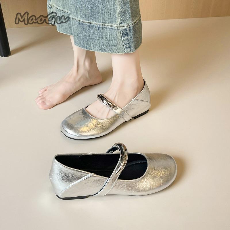 

Fashion Silver Black Leather Metal Decor Women s Mary Janes Slip on Height Increasing Mid Heel Pumps Office Ladies Elegant Shoes Fashion 34 серебряный