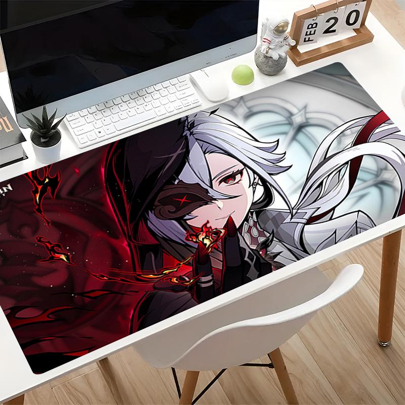 90x40cm Mouse Pad Office Computer Keyboard Pad G-genshin Impact Arlecchino Gaming Desk Mat Rubber Large E-sports Gamer Mausepad