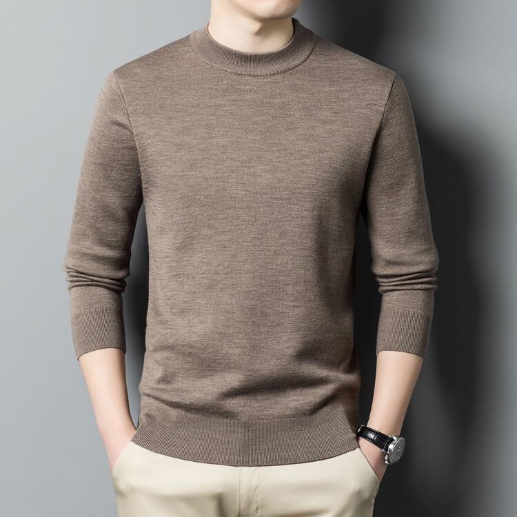 

Men s Machine Washable Wool Sweater - Solid Color, Thick Knit, Half-High Neck, Ideal for Autumn/Winter. 170