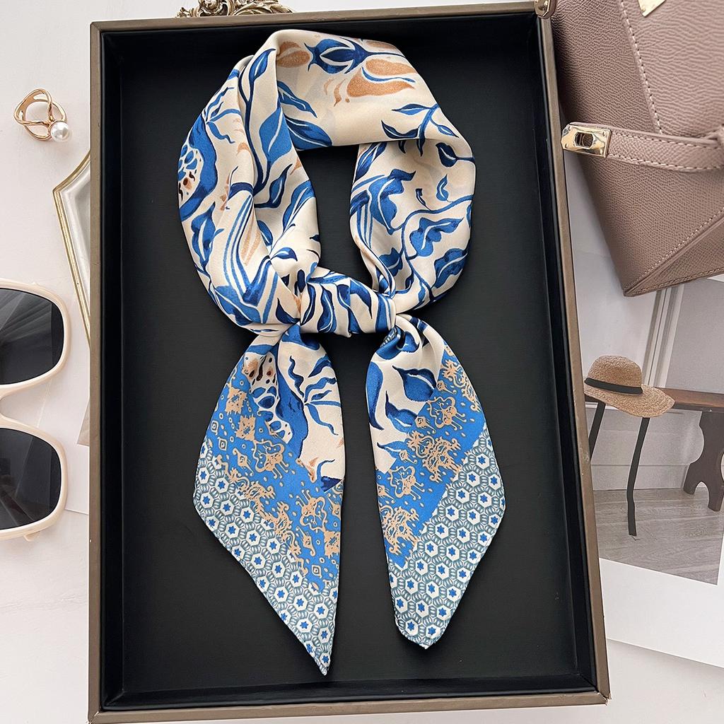 Luxury Print Square Silk Scarfs For Women Decorate Neck Ties Fashion 70*70Cm Kerchief Lady Summer Beach Hijab Female Neckerchief