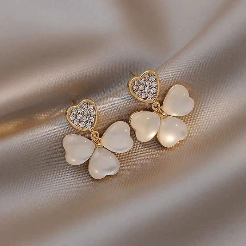 Fashion Rhinestone Transparent Heart Earrings for Women Advanced Design Luxury Zircon Earrings Wedding Party Jewelry Gift