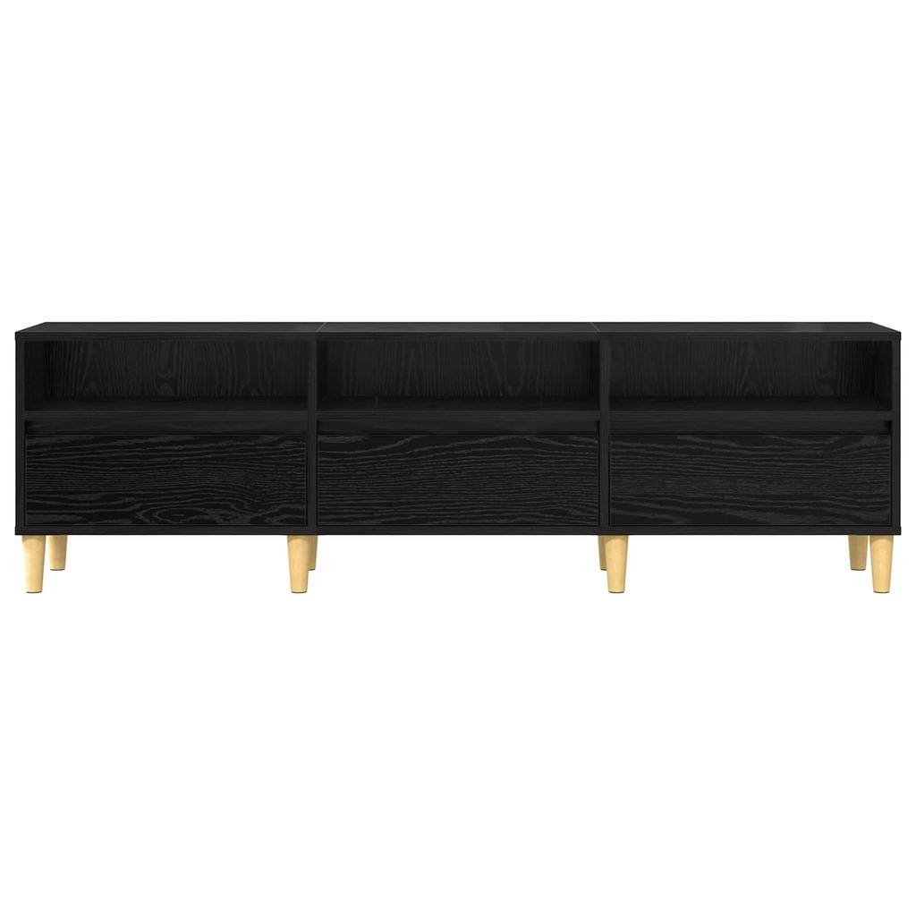 TV Stand in Black Oak Look 150 x 30 x 45 cm Engineered Wood