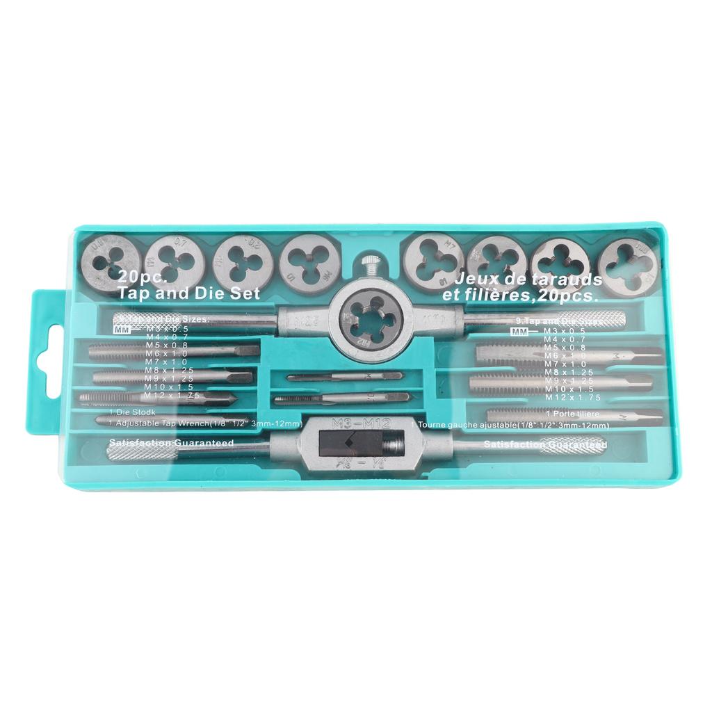 20pcs Metric Thread Tap Die Set Alloy Portable High Hardness Tap Die Hand Tools Set