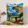 1pc Lion Safari Landscape Blanket Lightweight Blanket Throw Blanket For Sofa, Bed, Travel, Camping, Livingroom, Office, Couch, Chair yy251010016
