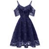 Women Vintage Princess Floral Lace Cocktail Neckline Party Aline Swing Dress