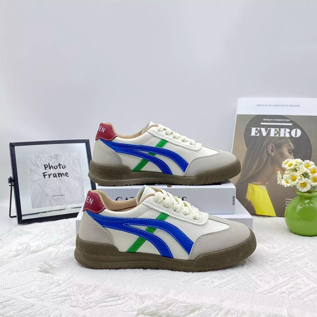 Dexun shoes women's shoes 2025 color matching fashion soft sole lightweight versatile flat casual board shoes comfortable trendy