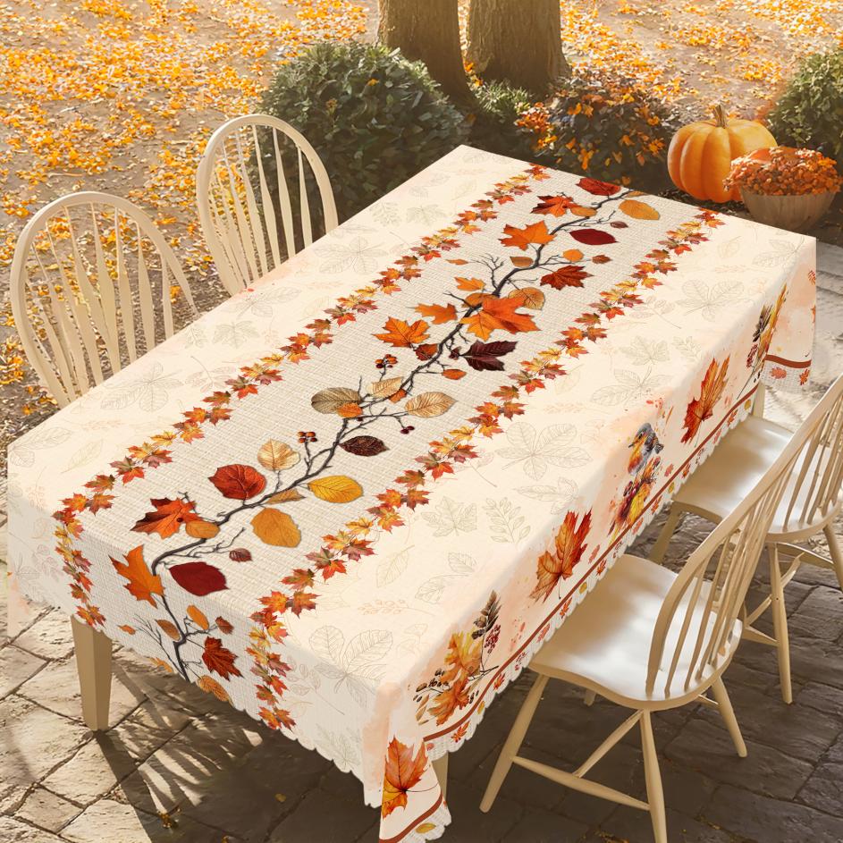 1 Piece Of Maple Leaf Patterned Autumn Tablecloth, Vintage Rectangular Round Tablecloth, Suitable For Thanksgiving Holiday Party Autumn Decorations, I