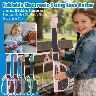 Foldable Electronic String Less Guitar, Intelligent Accompaniment, Automatic Blocking, Singing And Playing, Novice Children's Guitar Instrument Toy