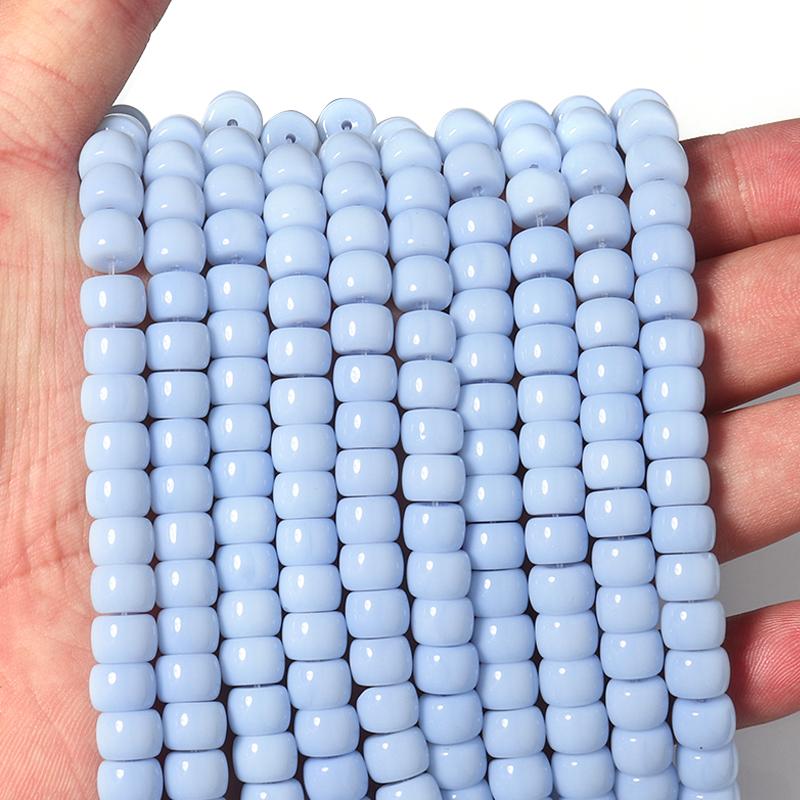 1 String 8x6mm Solid Color Glass Beads Cylindrical Loose Spacer Beads For Jewelry Making DIY Crafts Bracelet Necklace Wholesale