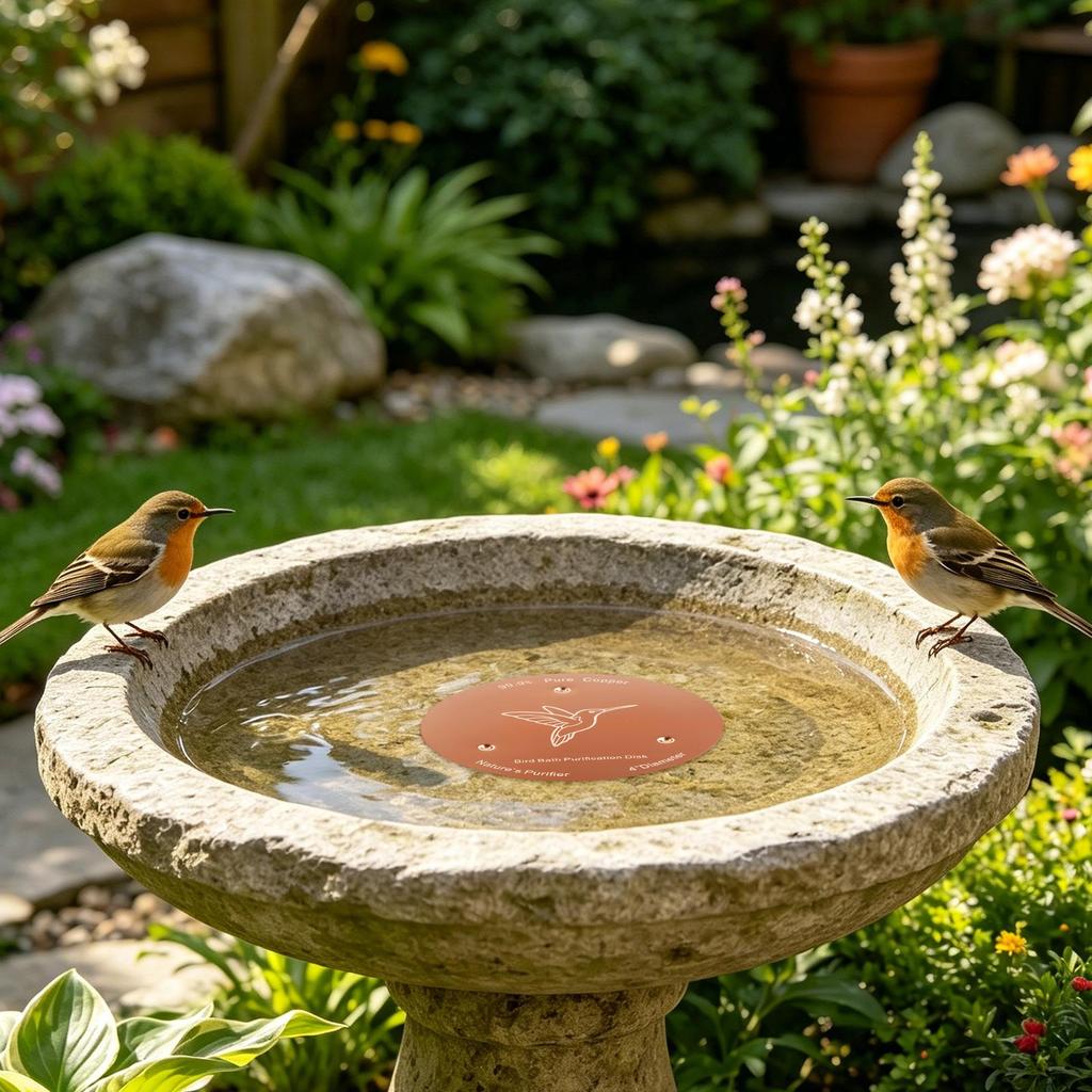 Copper Bird Bath Disc With Triple-Point Support Fountain Ornaments Copper Bird Bath Purification Disk For Outdoor Garden Deck