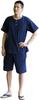 Watanosato (Watano Sato) Made In Japan Kurume Chijimi Woven Homewear Jinbei/Samue (M, Navy Blue Board-Style)