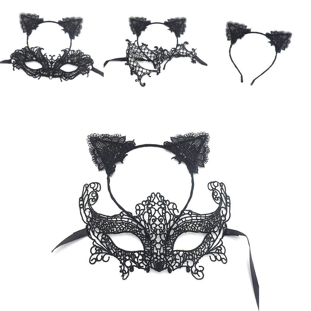 Handgefertigtes Schwarzes Spitzen-Stirnband-Maske Für Halloween Und Kostümveranstaltungen Mit Vielseitigen Styles