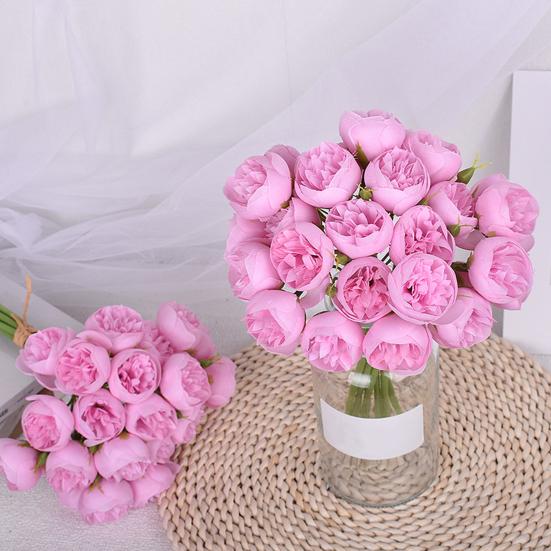 Simulated Peony Flowers Bouquet Real Touch No Withering 27 Heads Artificial Flowers DIY Arrangements