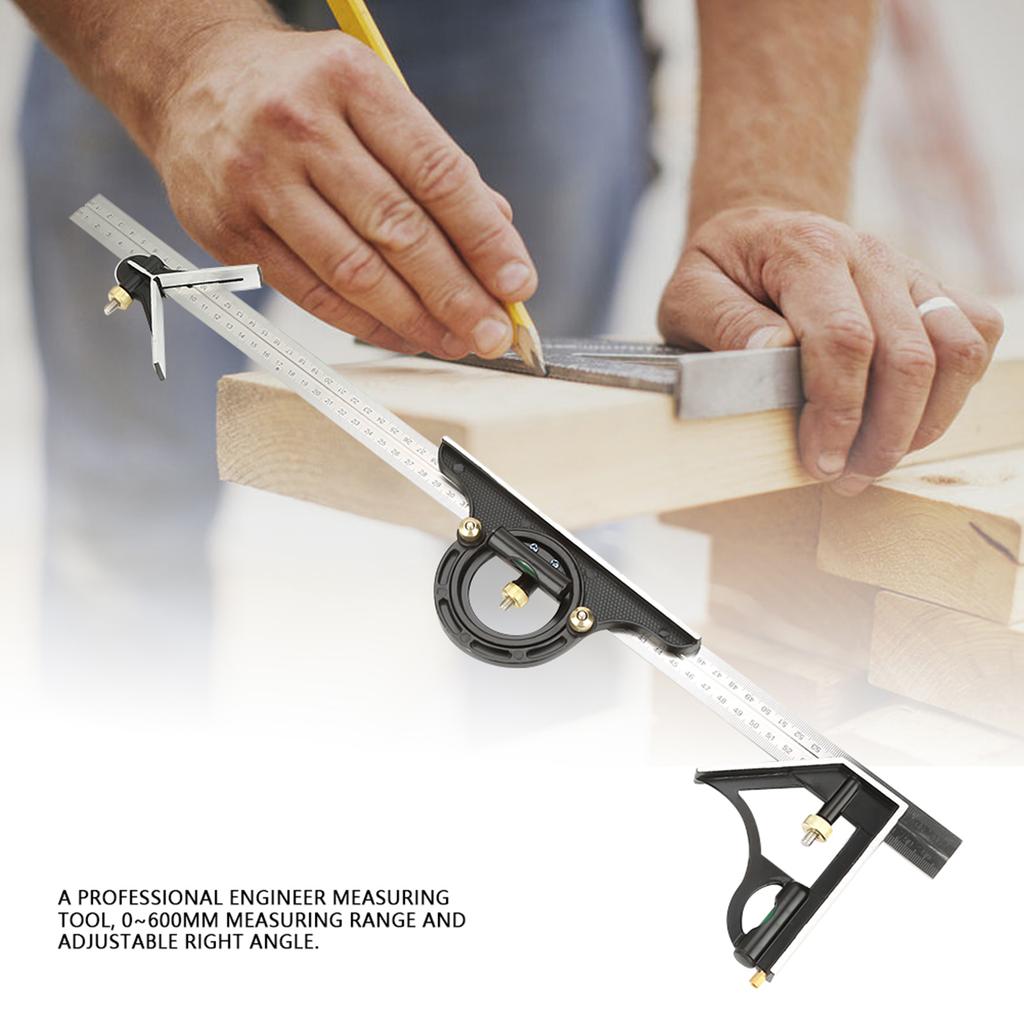 Combination   600mm Stainless Steel Carpenter   Wooden   Right Angle Deletable Engineer Multifunctional Measuring Tool