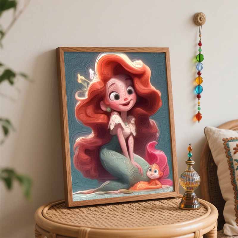 Disney Ariel Little Mermaid oil paint by numbers painting kit handmade diy home decor gifts wall art canvas for adults home decor