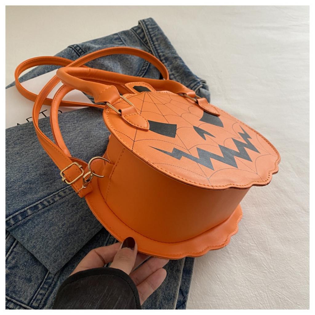 Halloween, Bags, Contrasting Colors, Women's Bags, Single Shoulder Bags, Small Round Bags, Funny Bags, Pumpkin Bags