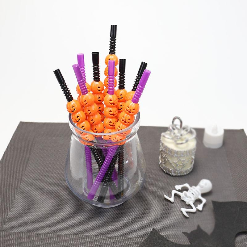 5 Stück/Beutel Familienpackung Halloween-Motto-Party Plastikstrohhalme Kreativer Spaß Festliche Atmosphäre Dekorative Tischware Küchenbedarf