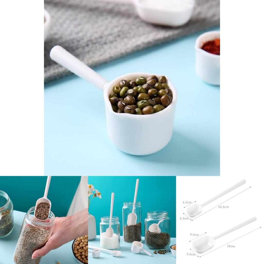 Modern Minimalist Plastic Coffee Bean Scoop With Long Handle For Home Brewing And Baking
