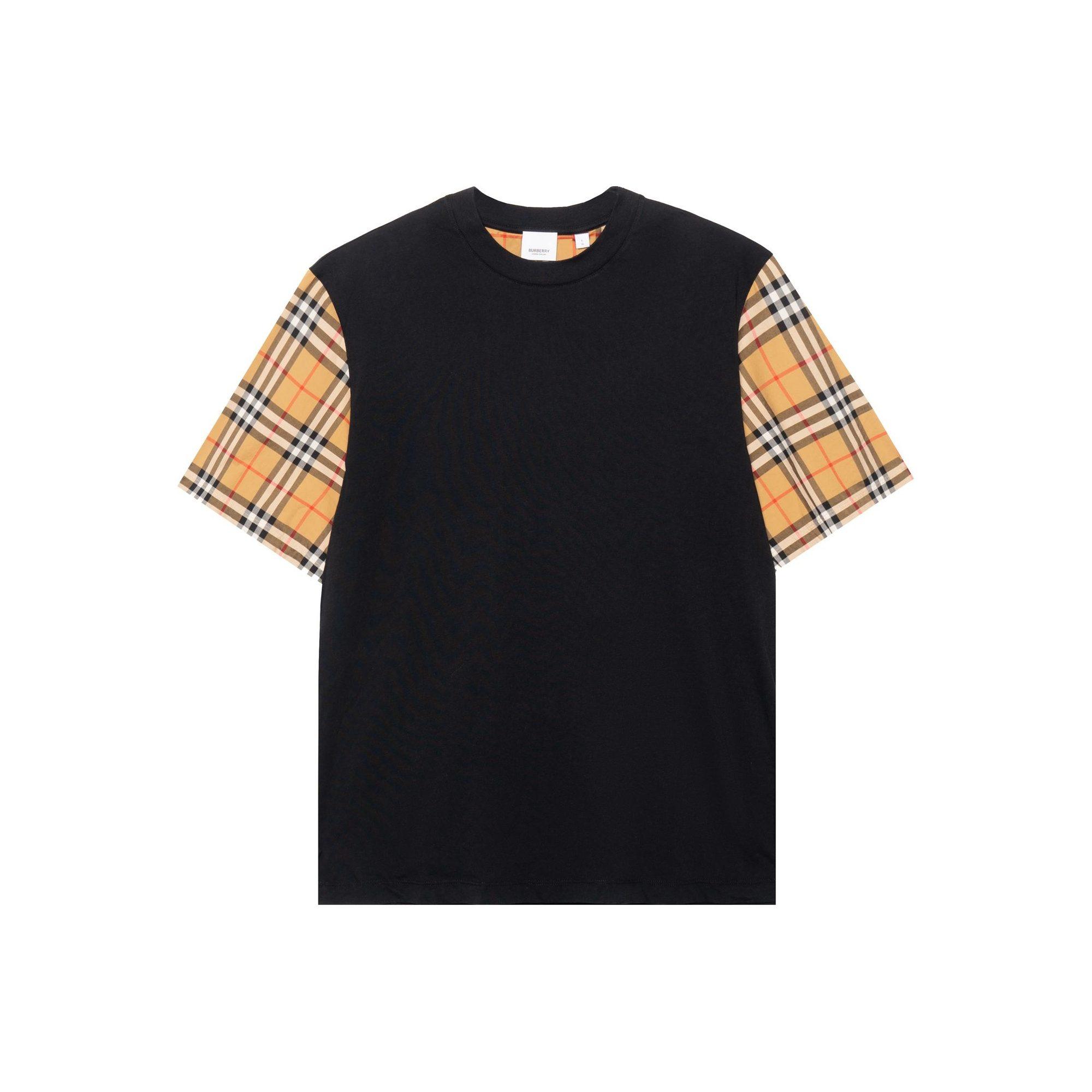 Burberry Serra Check piedurkņu T-krekls `Melns`