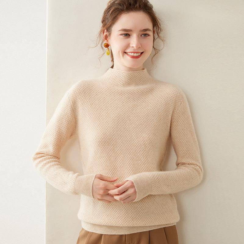 Women's Cashmere High-Neck Sweater: Warm, Comfortable, Loose Fit Knitwear for Autumn and Winter