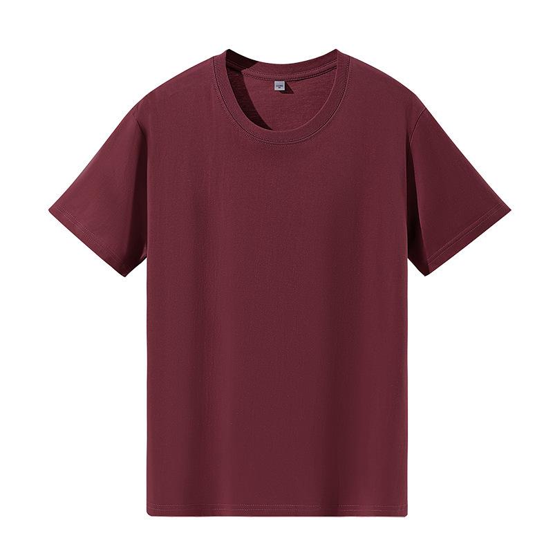 Unisex 180g Combed Cotton Round Neck T-shirt, Short Sleeve, Plain Color, Logo Print, Base Layer Shirt