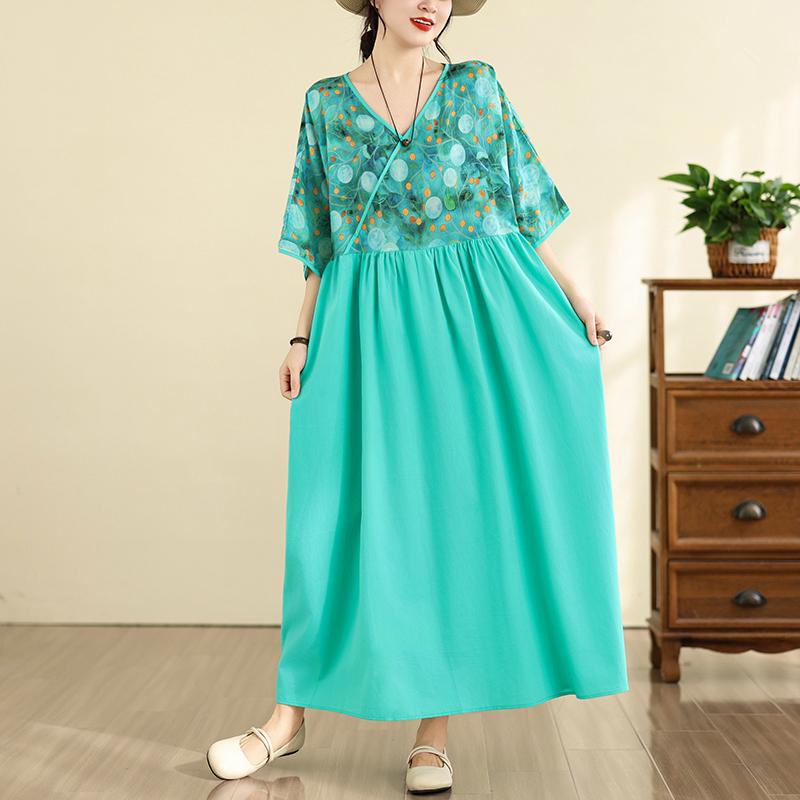 DIMANAF New 2026 Women Plus Size Summer Casual Long Dress Cotton Loose Oversize Maxi Beach Sundress Elegant Vintage Lady Print Floral