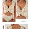 2025 Ruffle Floral Print Bikinis Women's Push Up Two-Piece Swimsuit Fashion Spilt Swimwear Summer Holiday Bathing Suit Beachwear