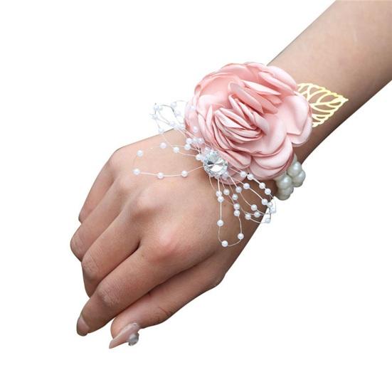 Yousheng Rose Wrist Corsage Boutonniere Fine Workmanship Rhinestone Corsage Elegant Wedding Flower Accessories