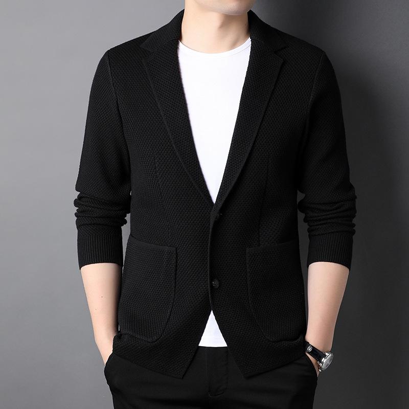 Men s Wool Lapel Cardigan - Spring 2026 Collection M чёрный