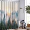Nature Landscape Shower Curtain Green Bathroom Decor with 12 Hooks 72x72 Inches