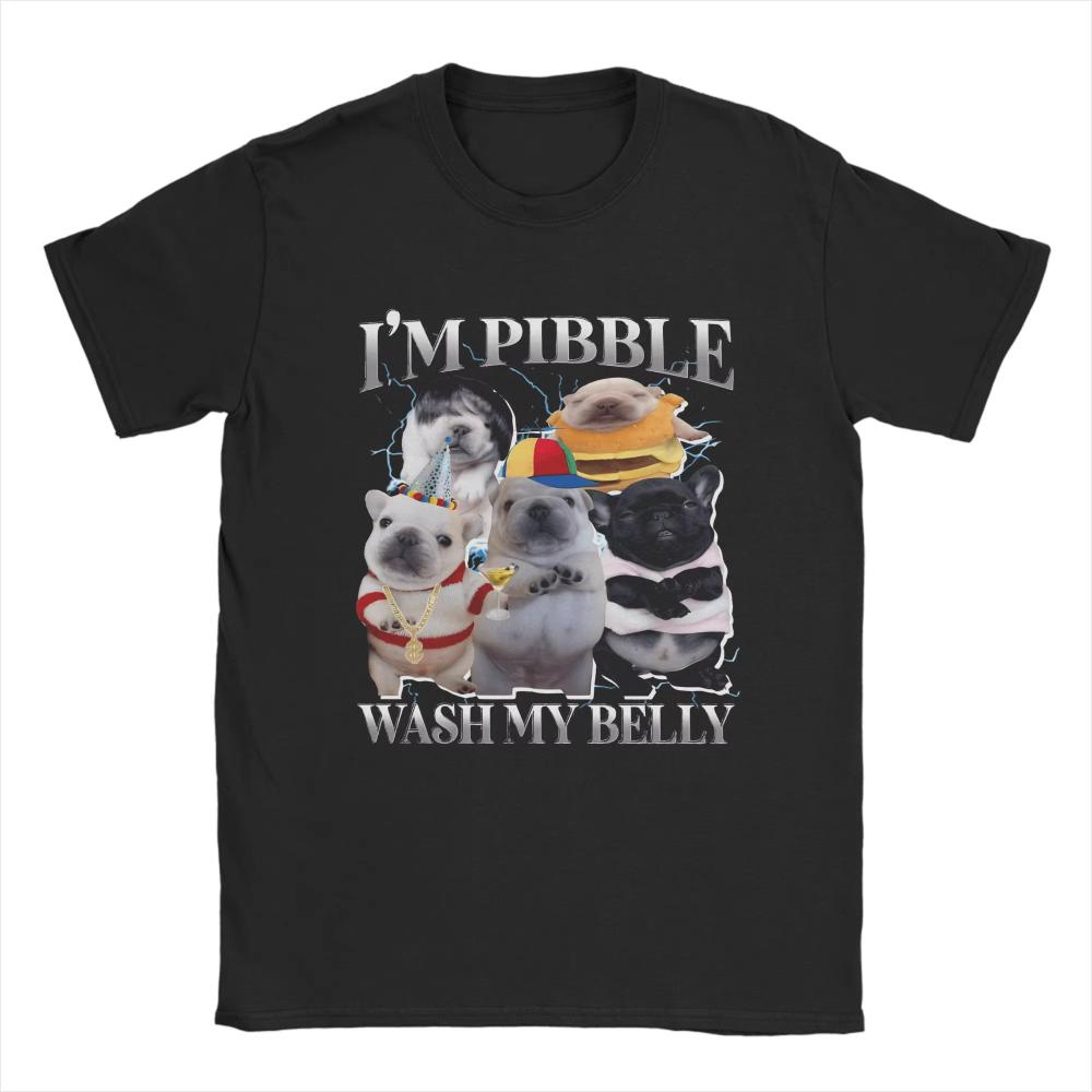 

Funny Pibble Dog Meme Brainrot Wash My Belly T-Shirt Beach Cotton T-Shirt Adult Trendy Design T Shirt Short Sleeve Clothes S
