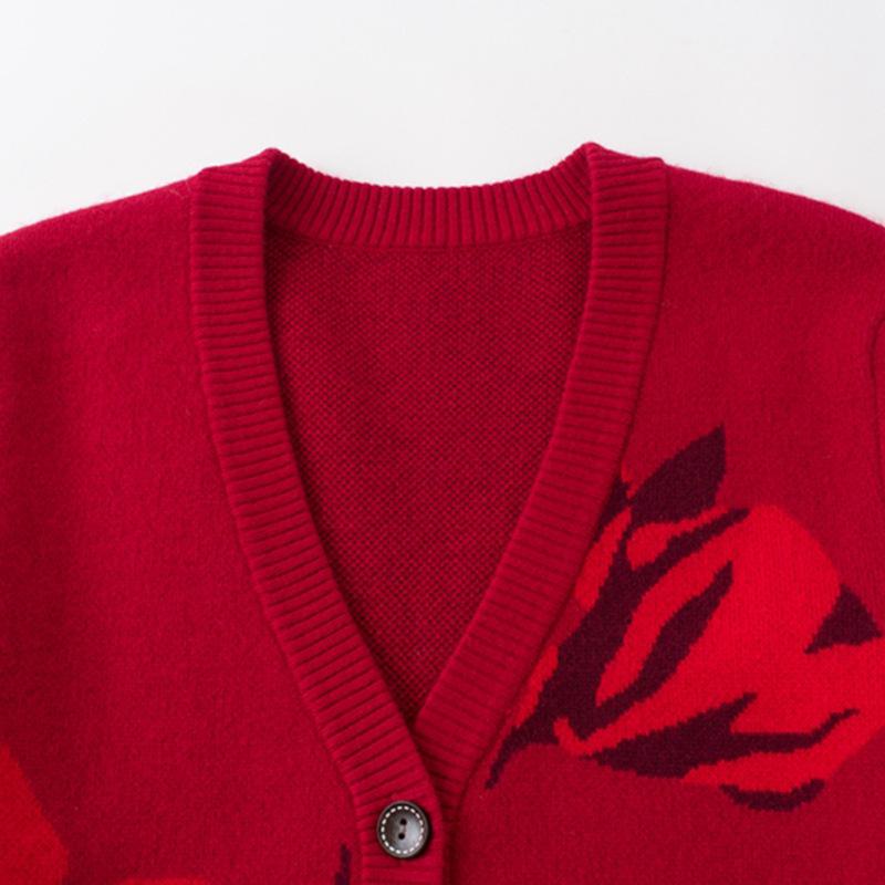 Women's Loose V-neck Thickened Knit Cardigan Sweater - 2025 Style, Versatile Long Sleeve Wool Outerwear